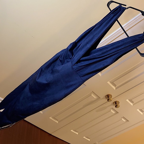 NWT Sexy fashionnova suede blue vneck dress w slit - Picture 10 of 12